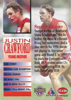 1996 Select AFL #357 Justin Crawford Back